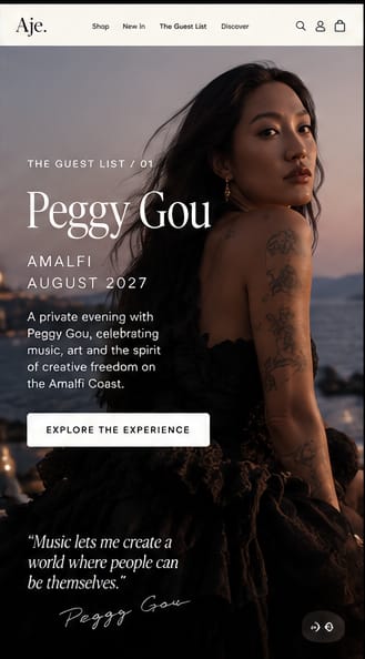 Peggy Gou host page on mobile