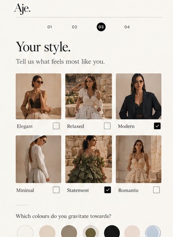 My Aje account mock up: Your style