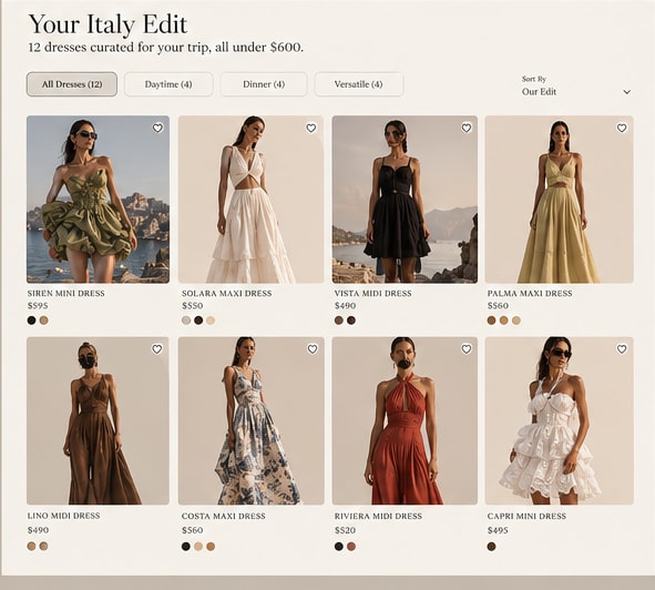 Your Italy Edit: twelve dresses curated for the trip, all under $600